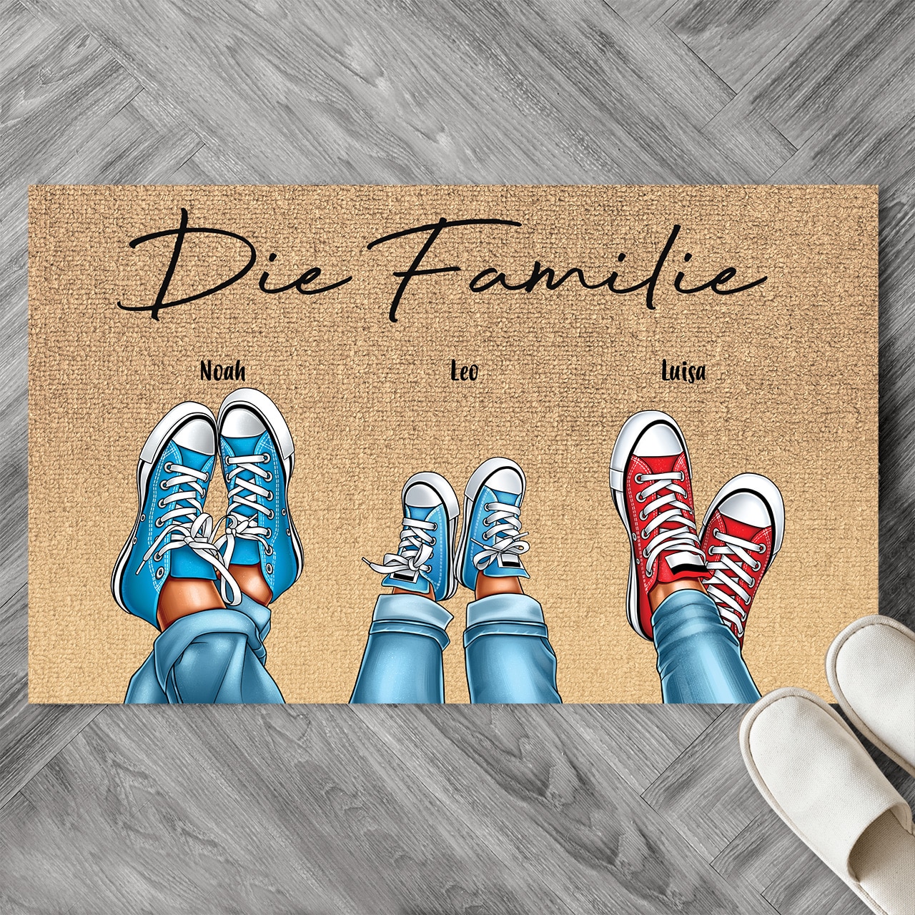 Personalisierte Fußmatte Familienschuhe 