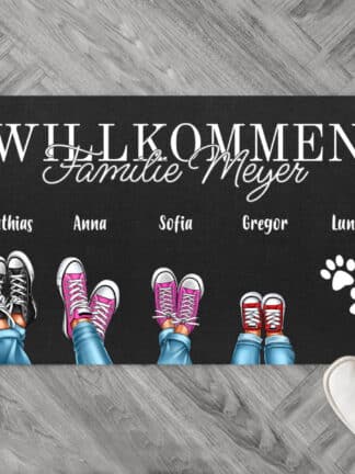 Personalisierte Fußmatte - Familienschuhe