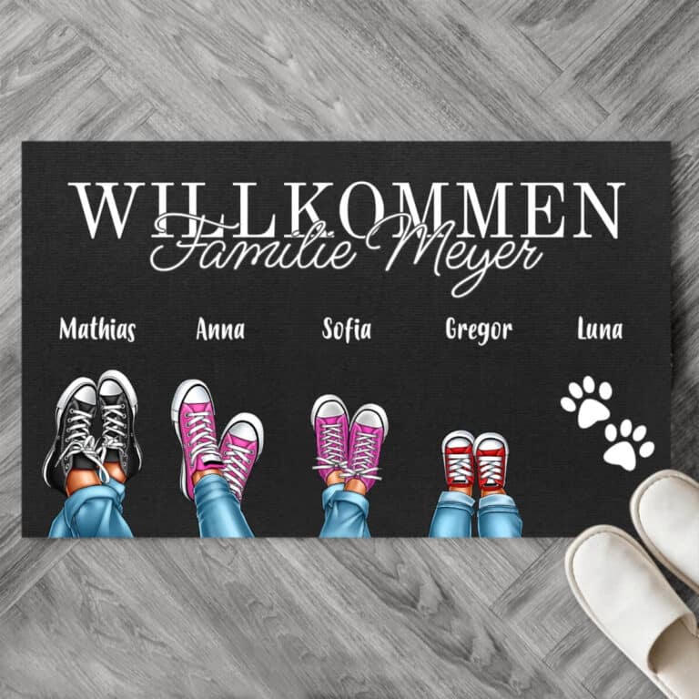 Personalisierte Fußmatte - Familienschuhe