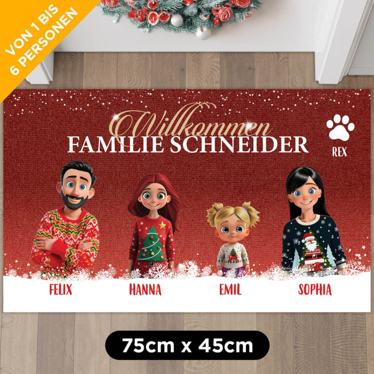 Personalisierte Fußmatte “Schöne Feiertage“ für die ganze Familie