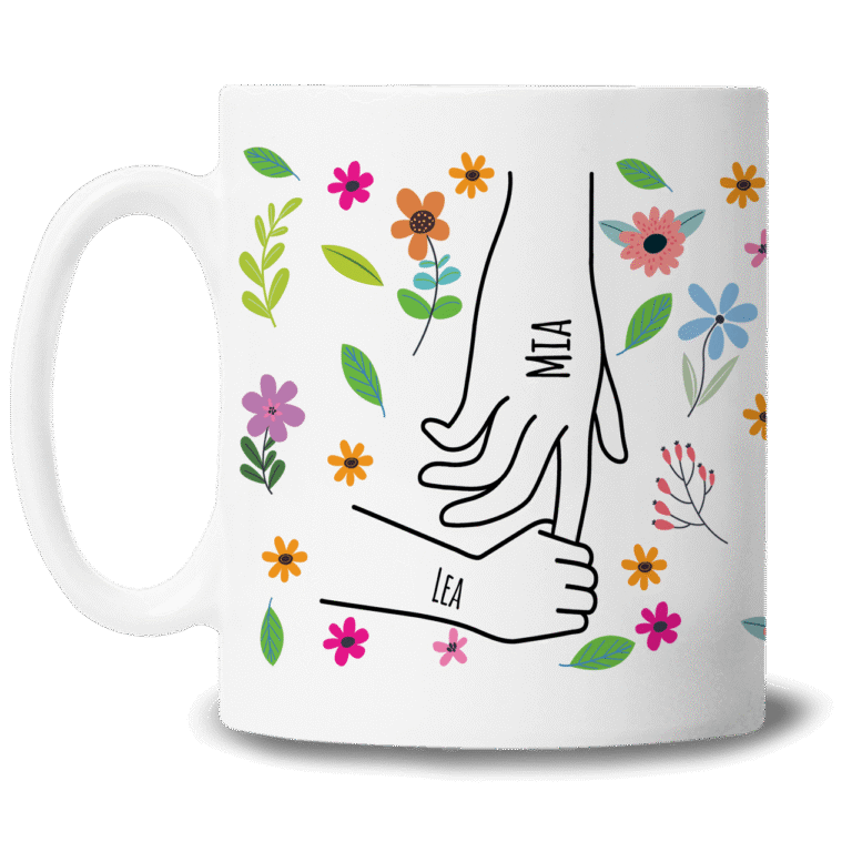 Personalisierte Tasse „Händchenhalten“ für Mama & Oma